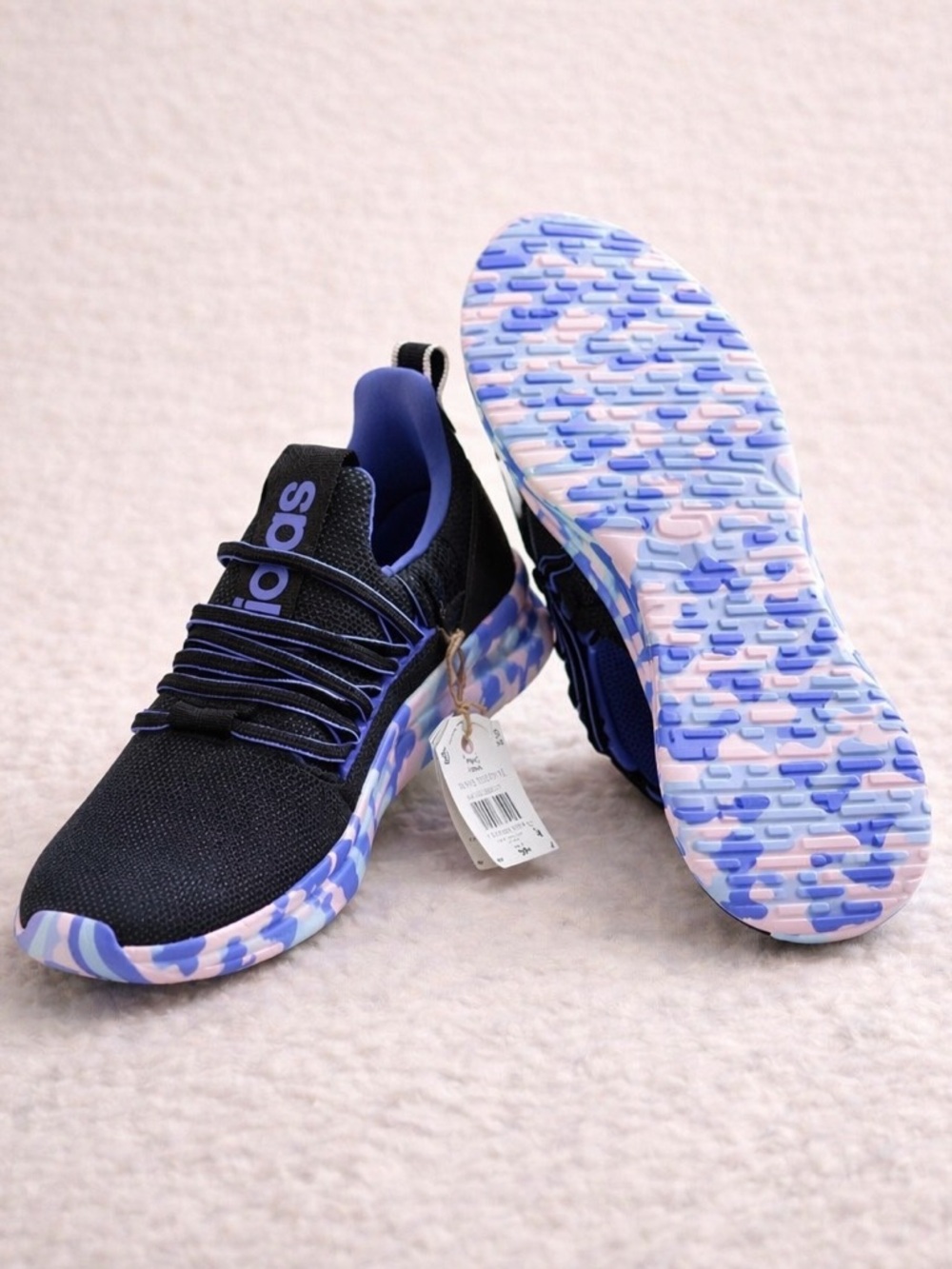 Adidas Cloudfoam Sneakers Womens 5.5 Black Blue NWT Lightweight Comfort